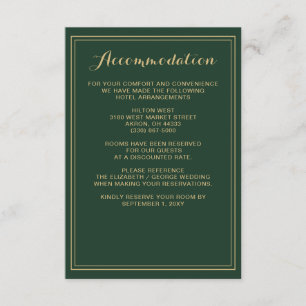 Marble Green and Gold Wedding Details Card Begleitkarte