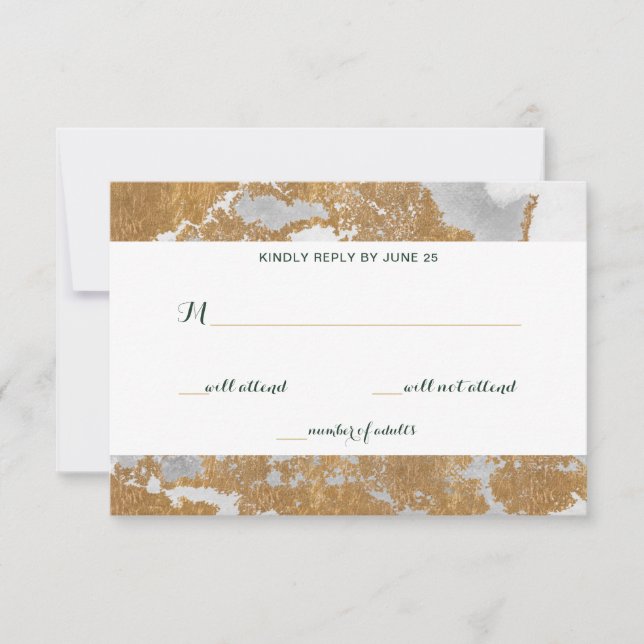 Marble Green und Gold Wedding rsvp (Vorderseite)