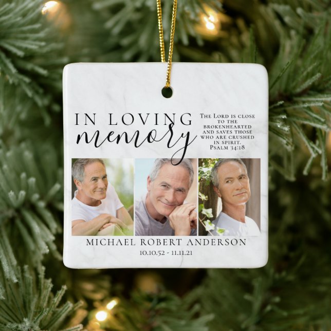 Marble in Love Memory Foto Memorial Tribute Keramikornament (Baum)