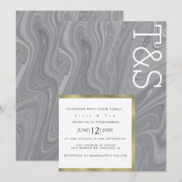 Marble Liquid Gray Agate Typografy Wedding Einladung