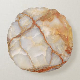 Marble Majestät: Glossy Elegance Rundes Kissen