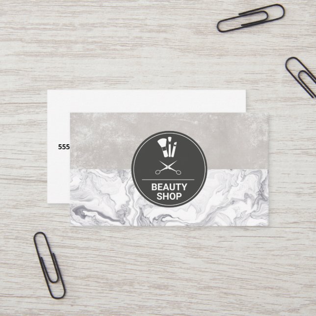 Marble Makeup Brushes Visitenkarte (Vorderseite/Rückseite Beispiel)