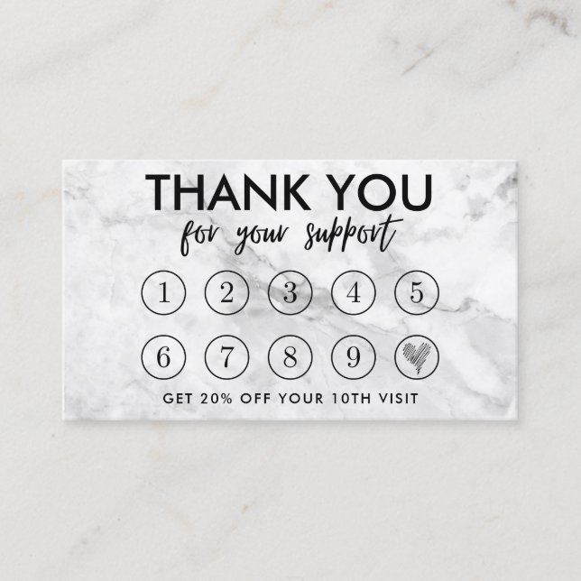 Marble Makeup Hair dank Loyalty Card Visitenkarte (Vorderseite)