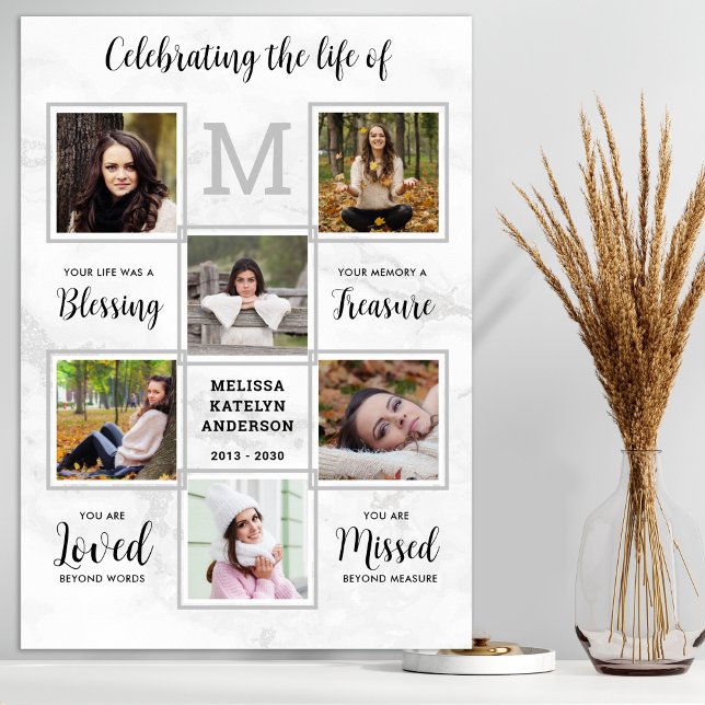 Marble Memorial Einzigartig 6 Foto Collage Beerdig Poster (Von Creator hochgeladen)