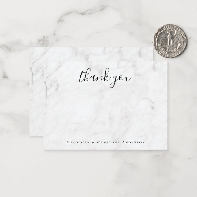 Marble Minimalistisch Calligraphy Vielen Dank Mitteilungskarte (Vorderseite/Rückseite Beispiel)