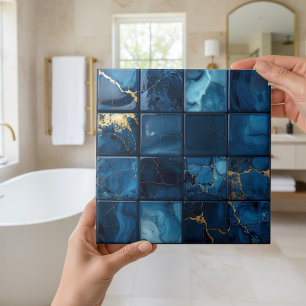 Marble Mix 4x4 Quadrate Blau ID1186a Fliese
