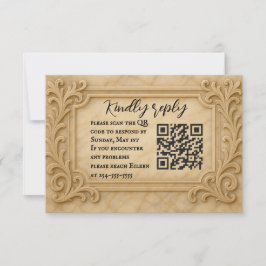 Marble Monarch QR Code Wedding RSVP Card Karte