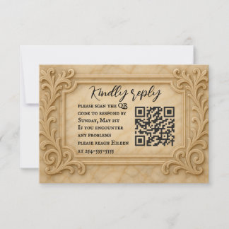 Marble Monarch QR Code Wedding RSVP Card Karte