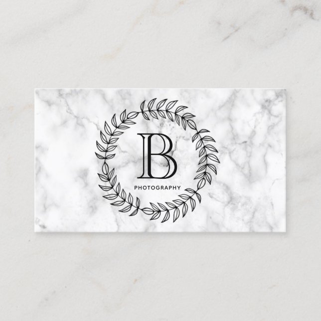 Marble Monogram Fashion Stilvolles Elegant Visitenkarte (Vorderseite)