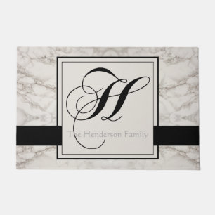 Marble Muster Schwarze Monogramm H Name Elegant hi Fußmatte