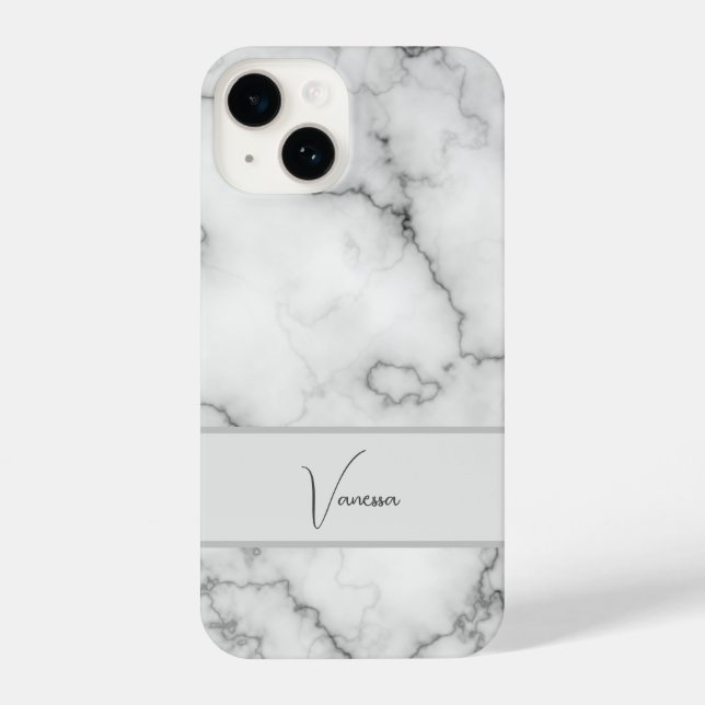 Marble-Musterpersonalisierung iPhone 14 Hülle (Rückseite)