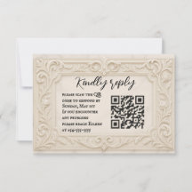 Marble Mystique QR Code Wedding RSVP Card