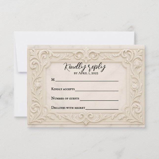 Marble Mystique Wedding RSVP Card (Vorderseite)
