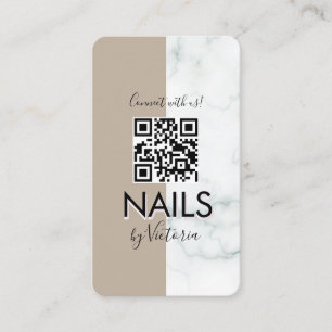 Marble Nail Salon Beauty Colorblock QR Code Visitenkarte