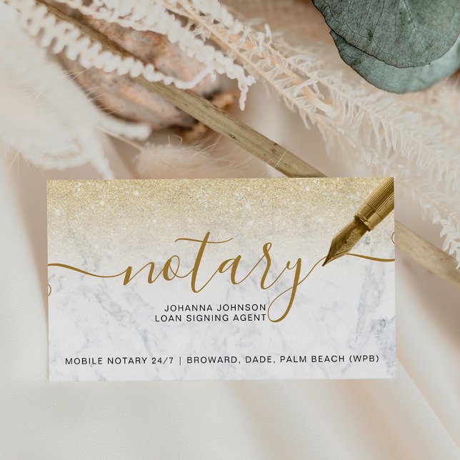Marble Notary Lending chic Gold Glitzer Typografie Visitenkarte (Von Creator hochgeladen)