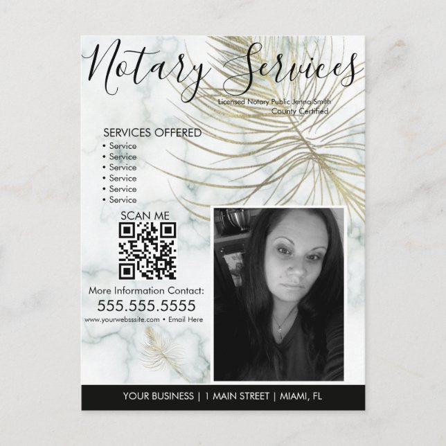 Marble Notary Services Foto Business Flyer Postkarte (Vorderseite)