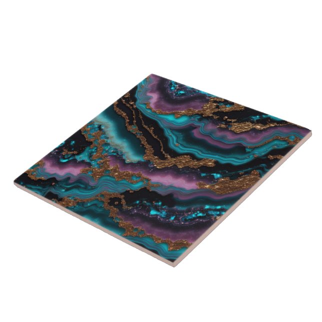 Marble Ocean Blue Pink Gold Moderne Sammlung Fliese (Seite)
