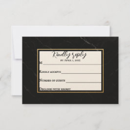 Marble Onyx Wedding RSVP Card Karte
