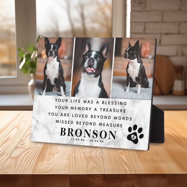 Marble Pet Loss Memorial Quote & Foto Collage Fotoplatte (Von Creator hochgeladen)