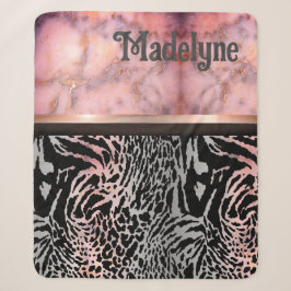 Marble Pink Chic Tiger Safari Print individuell Sherpadecke