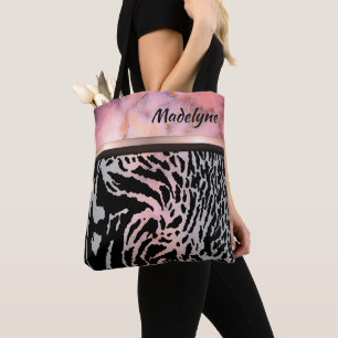 Marble Pink Chic Tiger Safari Print Tasche