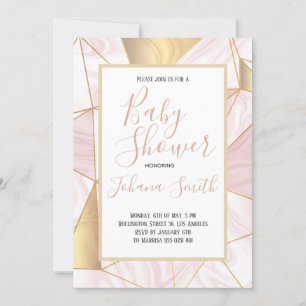 Marble Pink Gold White Girl Dusche Einladung