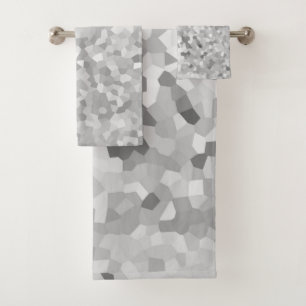 MARBLE PIXELATED GRAY SILVER CUSTOM TOWEL SET