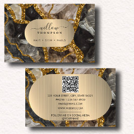Marble QR-Code für Glitzer mit schwarzem und goldf Visitenkarte