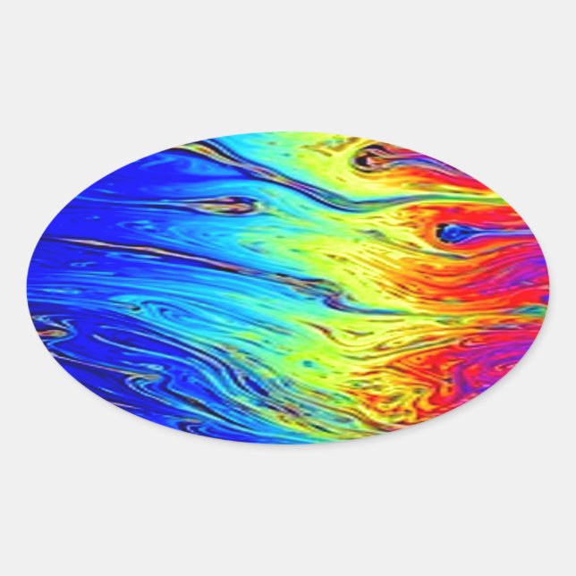 Marble Rainbow Artwork Beautiful Ovaler Aufkleber (Vorderseite)