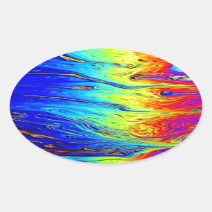 Marble Rainbow Artwork Beautiful Ovaler Aufkleber