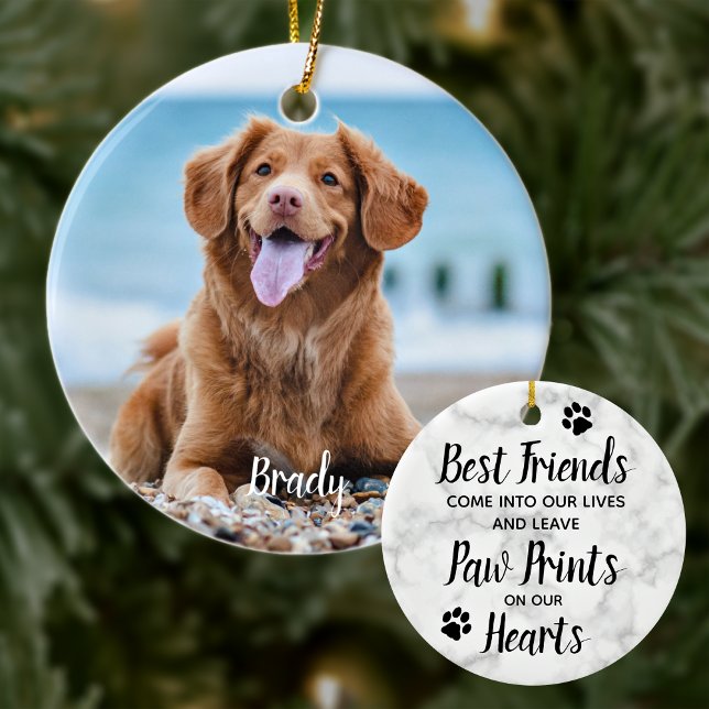 Marble Remembrance Quote Dog Photo Pet Memorial Keramik Ornament (Von Creator hochgeladen)