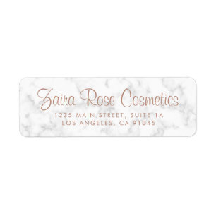 Marble Rose Gold Script Business Rücksendeadresse