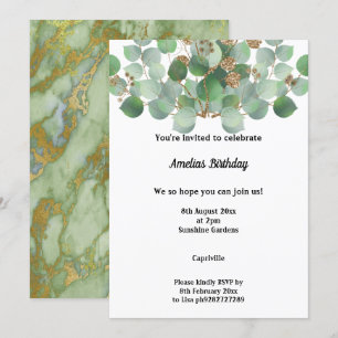 MARBLE SAGE EUCALYPTUS 2 GEBURTSTAG PARTY EINLADUN EINLADUNG