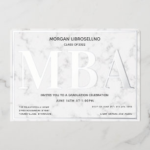 Marble Silver MBA Abschluss Folieneinladung