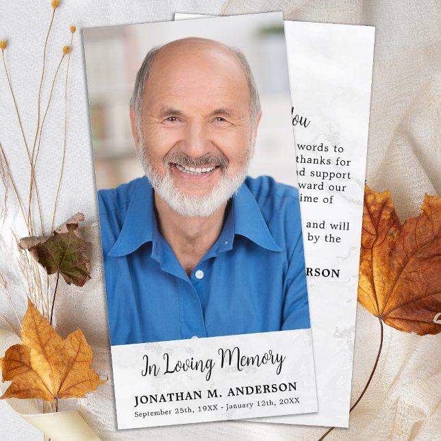 Marble Simple Memorial Foto Beerdigung Beileid Dankeskarte (Von Creator hochgeladen)