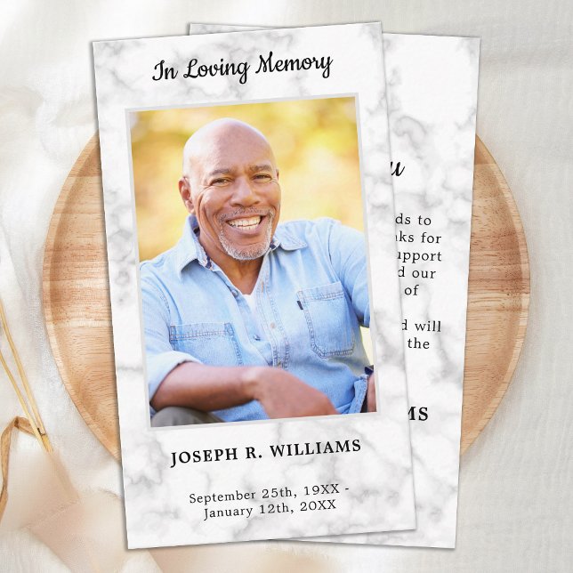 Marble Simple Memorial Foto Beerdigung Danke Mitteilungskarte (Von Creator hochgeladen)