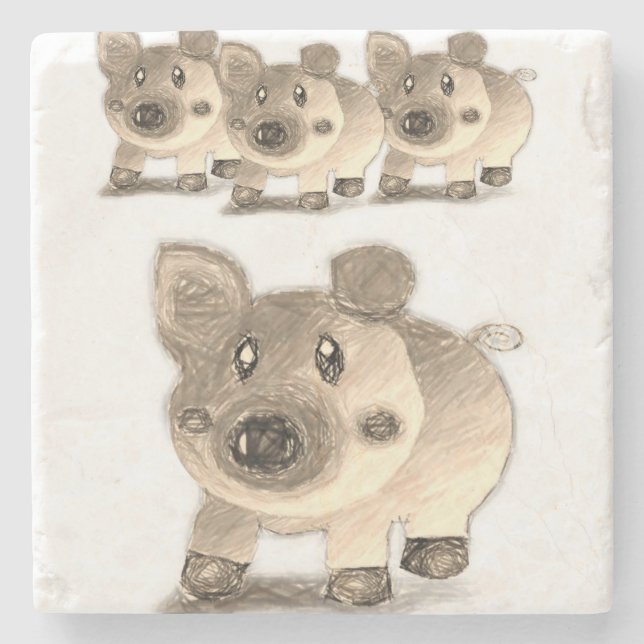 Marble Stone Untersetzer Pig (Vorderseite)