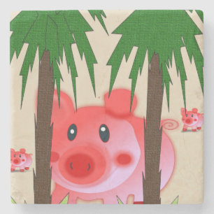 Marble Stone Untersetzer Pig