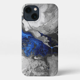 Marble style design in Blue, Black and Grey iPhone Hülle