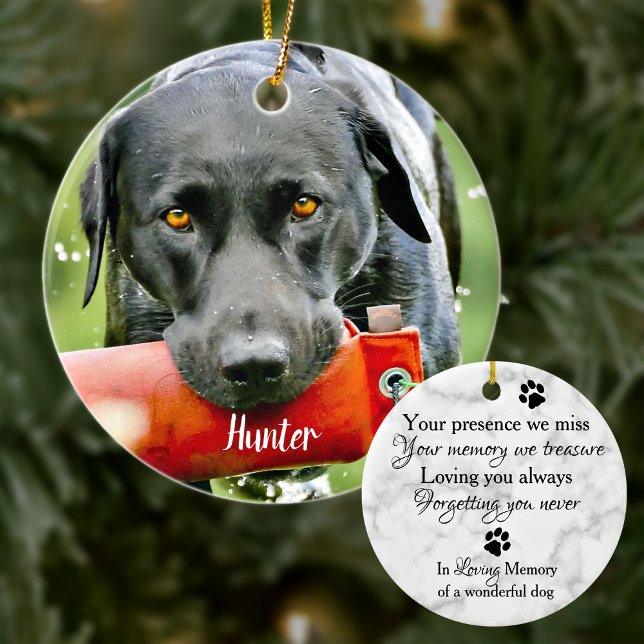 Marble Sympathy Quote Dog Photo Pet Memorial Keramik Ornament (Von Creator hochgeladen)
