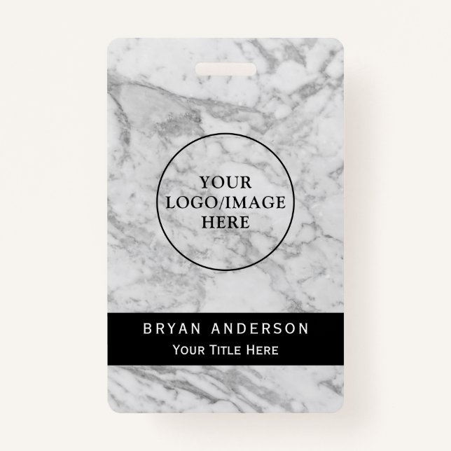 Marble Texture Company Nom personnalisé Badge (Devant)