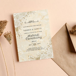 Marble Texture Floral Lace muslimische Mehndi Zere Einladung