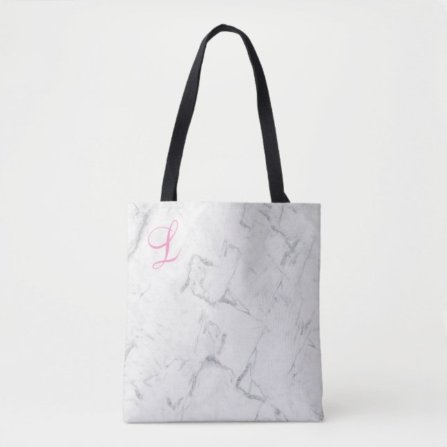 Marble Tote Bag mit initialer Momogrammatierung Tasche (Vorderseite)