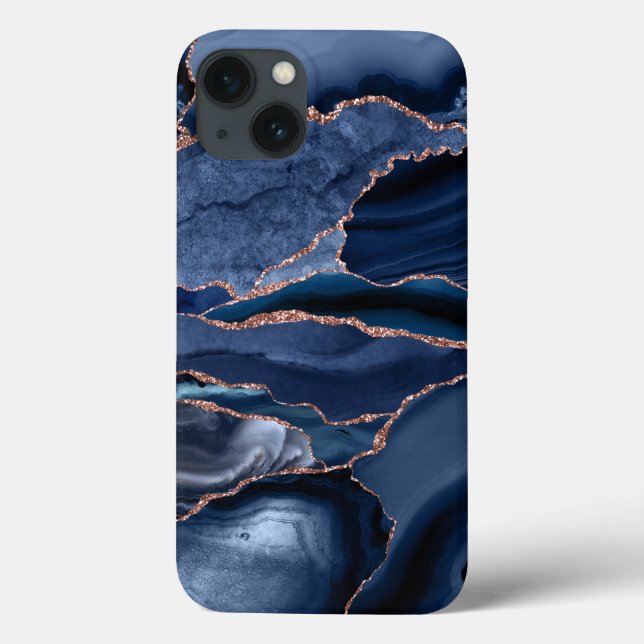 Marble Trendy Navy Blue Agate Geode Case-Mate iPhone Hülle (Rückseite)