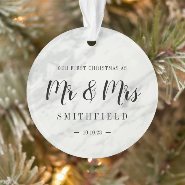 Marble Unsere ersten Weihnachten als Mr. & Mrs. We Ornament (Baum)