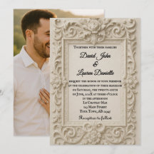 Marble Veil Foto Wedding Einladung