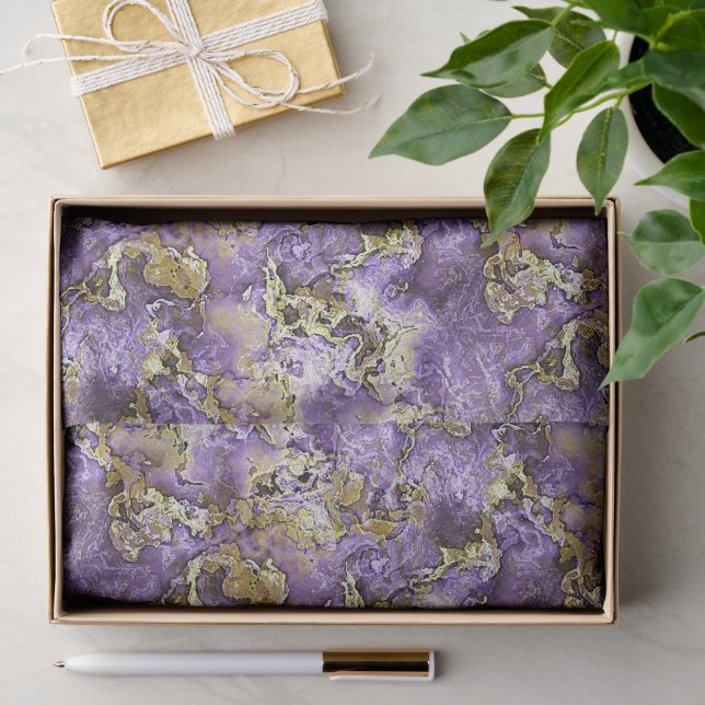 Marble Violet Lila Imitate Gold Agate Art Muster Seidenpapier (Geschenk)
