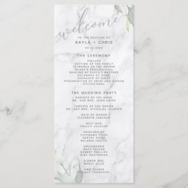 Marble Watercolor Floral Wedding Program Programm
