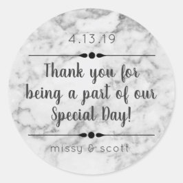 Marble Wedding Day Gefallen Labels Runder Aufkleber