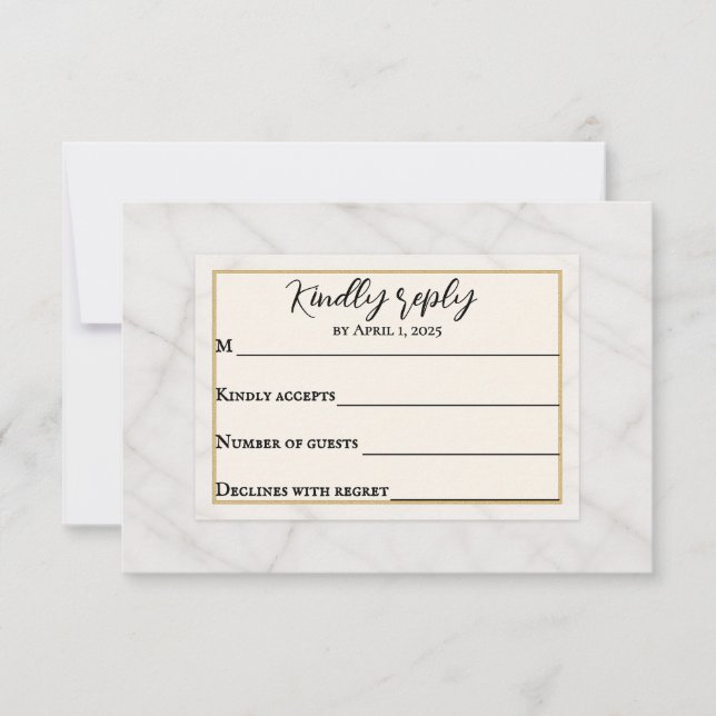 Marble Whisper Wedding RSVP Card (Vorderseite)